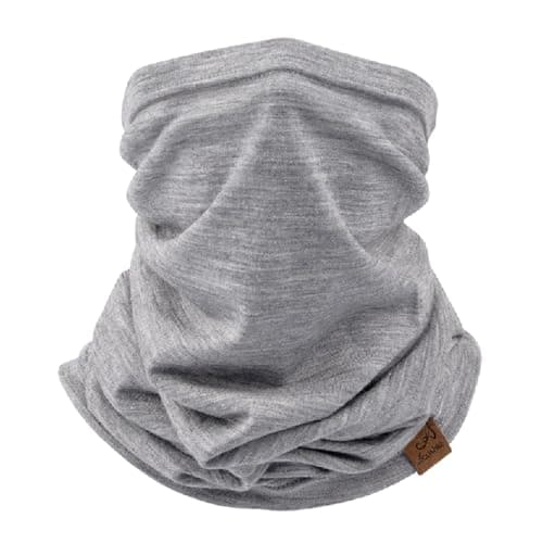 Image of ACUSHLA 100% Merino Wool Neck Gaiter Ski Face Mask Scarf Neck Warmer for Men & Women All Weather (Light Grey 212)