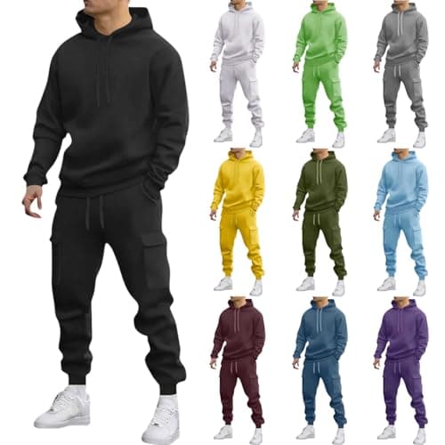 Image of AMhomely Men's Tracksuit 2 Piece Hooded Athletic Sweatsuits Casual Running Jogging Sport Suit Sets
