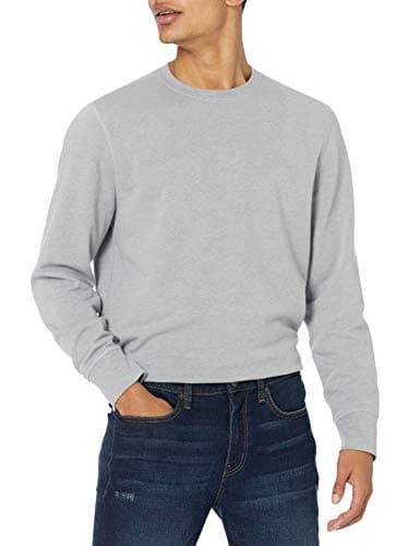 Image of Amazon Essentials Men's Long-Sleeved Lightweight Fleece French Terry Crew Neck Sweatshirt, Light Grey Heather, L