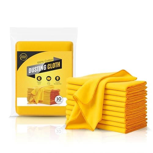 Image of Rohi Pack of 10 Yellow Duster Cloth – 100% Cotton Reusable Cleaning Cloths & Polishing Cloth – Lint Free Cloths – Soft Dusters for Cleaning Home, Kitchen Cloth, Car, Glass & Furniture (30 × 30cm)