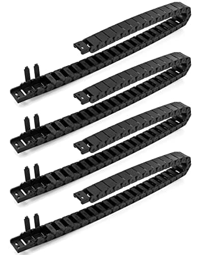 Image of QWORK® 4PCS Cable Drag Chain, Black Cable Wire Carrier Drag Chain Plastic CNC Machine Tool 15mm x 30mm
