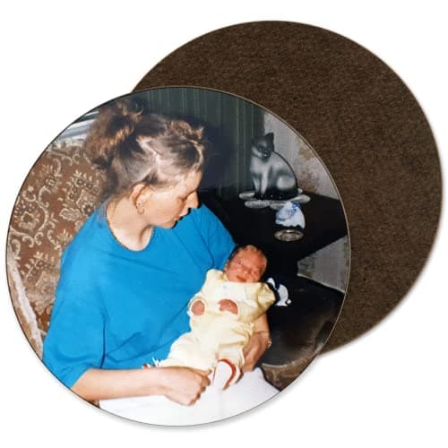 Image of Personalised Coaster Using Your Photos - 1x Single Coaster, 9cm, Square, Gloss, FSC Wood - Decorative Home Accessories, Drink Coasters, Novelty Placemats, Make Your Own Coasters (Round)