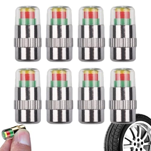 Image of 8pcs Car Tyre Pressure Monitor Valve Caps with 3-Color Alert,2.4Bar 36PSI Tyre Pressure Sensor Indicator Valve Caps for Car Tyres,Compatible with Most Vehicles