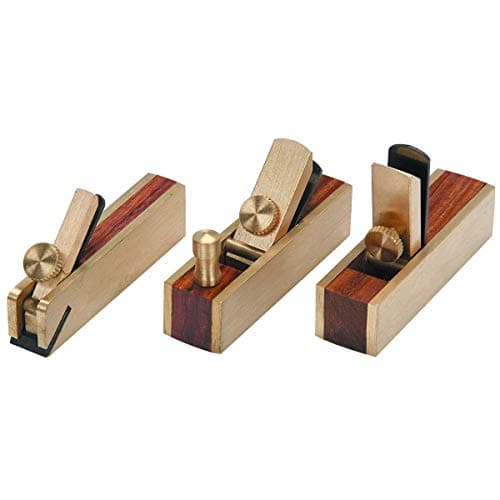 Image of Mini Brass Plane Set 3 Pcs Bullnose I Scraper I Block Planes - Wooden Boxed