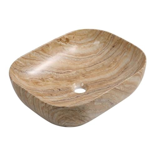 Image of Art Countertop Bathroom Sink Basin Art Counter Top Basin Brown Marble Effect Cloakroom Basin Ceramic Vessel Sink Square Hand Washbowl No Overflow 500x395x145 mm
