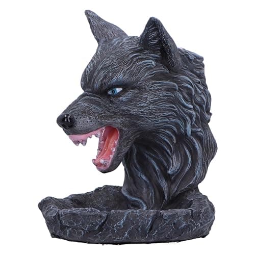 Image of Nemesis Now Dark Wolf Backflow Incense Burner 11.5cm, Resin, Black Wolf Incense Cone Burner, Gothic Wolf Home Décor, Cast in the Finest Resin, Expertly Hand-Painted