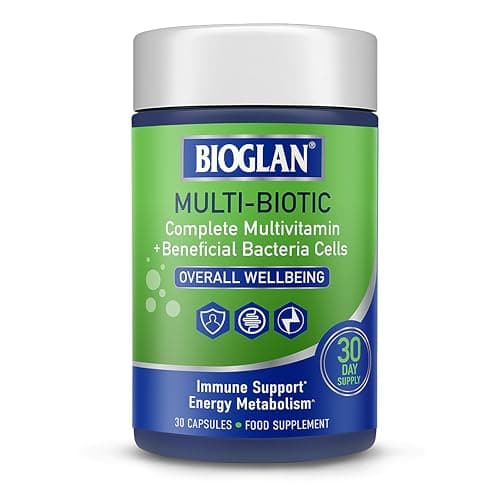Image of Bioglan Multi-Biotic Capsules, Daily Multivitamin with 2.5 Billion Beneficial Bacteria, Immune Support, Energy and Fatigue Support