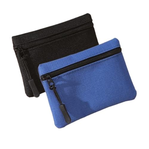 Image of JAMAKALA 2 Pack Coin Purse Pouch, Small Change Pouch Oxford Cloth, Portable Change Purse with Zipper Coin Pouch Mini Change Bags for Women Men (Black+Blue)
