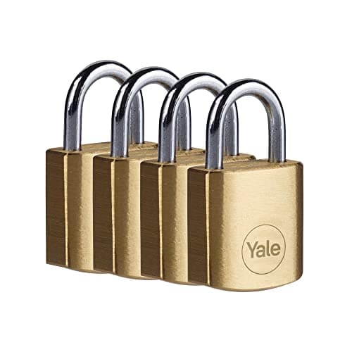 Image of Yale - Y110B/20/111/4 Standard Security 20mm Brass Padlock, Pack of 4 - Open Steel Shackle - 3 keyed Alike Keys