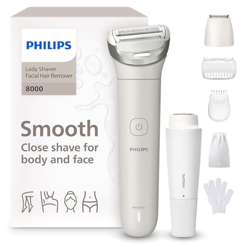 Image of Philips Lady Shaver Series 8000 - Cordless, Wet & Dry Electric Shaver, 3-Blade Shaving System, Flexible Shaving Head, LED Light, for Face, Legs, Body & Bikini, 100 Mins. Runtime, Model BRL159/00