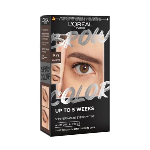Image of L'Oréal Paris, Semi-Permanent Eyebrow Tint, Lasts up to 5 Weeks, Visible Results in 5 Minutes, Up to 10 Uses, Ammonia Free, Brow colour, Shade: 5.0 Brunette