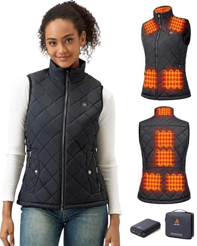 Image of GOTOBI Women's Heating Vest with 16000 mAh 7.4 V Power Bank, Heated Vest with 9 Heating Zones and 3 Adjustable Temperatures, Heated Vest for Outdoor Activities, Hiking, Skiing, black, M