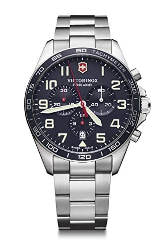 Image of Victorinox Men’s Watch Fieldforce Chrono Ø 42 mm, Swiss Made, Analogue Quartz, Water-Resistant up to 100 m, Sapphire Glass, Stainless Steel Strap, Blue/Silver