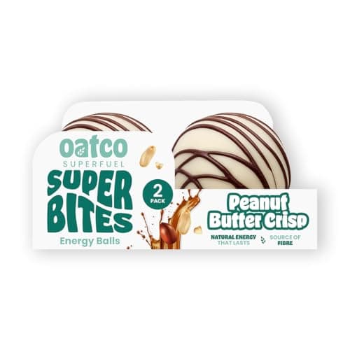 Image of Oatco Superfuel Peanut Butter Crisp Super Bites (Energy Balls) | Case of 10 × 2-Packs (68g per pack) | Peanut and White Chocolate Flavour | Natural Energy Snack