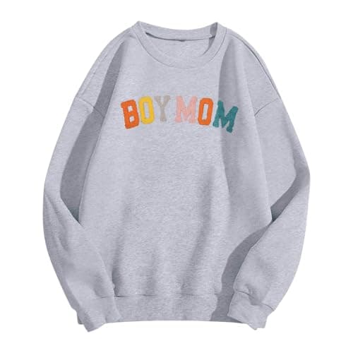 Image of Generisch Sweat Jacket Boy Girl Mom Sweatshirt Mom Life Jumper for Mum Hoodie Mom Crew Neck Pullover Women's Hooded Sweatshirt, Light grey, L