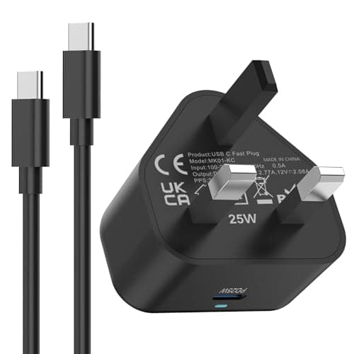Image of Samsung Fast Charger, Samsung Charging Plug UK and 1M Cable USBC to USB Type C Lead for Galaxy S26 S25 S24 S23 S22 S21 S20 A32 A33 A34 A35 A36 A53 A54 A55 A56 A52 A17 A16 A25 A26 A22 A23 A24 A40 A41