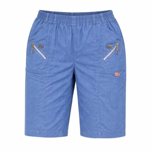 Image of Women's Cherry Berry Shorts - Ladies Plain Stretch Fit | Pull On Elasticated Waist | Summer Short Pants Plus Size | UK 10-24 (UK, Numeric, 18, Regular, Regular, Denim Blue)