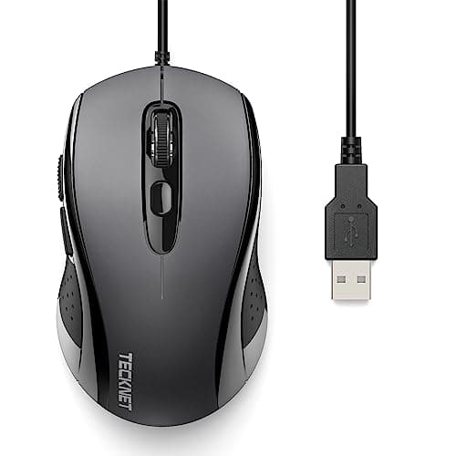 Image of TECKNET Wired Optical USB Mouse - 3600 DPI Tracking, Gaming Grade Sensor, 6 Buttons, Business & Office PC/Laptop Mouse, Great for Graphic Design (Grey, Medium)