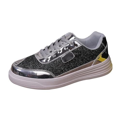 Image of Womens Canvas Shoes Ladies Trainers Wide Fit Wedge Tennis Sneakers Casual Fashion Non Slip Athletic Shoes Lightweight Low Top Lace Up Orthopedic Trainer Breathable Mesh Black 5.5