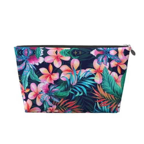 Image of EZDLOWVBA Tropical Flowers Print Makeup Bag Cosmetic Bag for Purse Travel Make Up Organizer for Handbag,Waterproof Beauty Pouch for Women and Girls