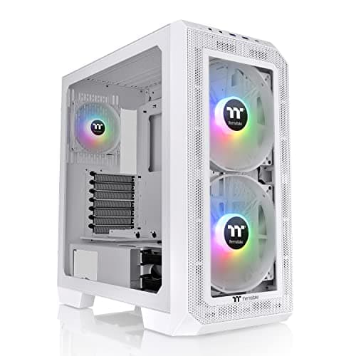 Image of Thermaltake View 300 MX TG ARGB Motherboard Sync E-ATX Mid Tower Computer Case with 2x200mm Front & 1x120mm Rear ARGB Fan, Interchangeable Tempered Glass & Mesh Front Panel, CA-1P6-00M6WN-00, White