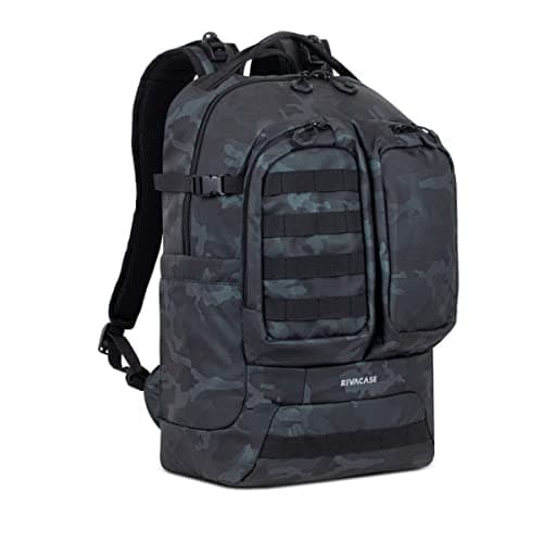 Image of RIVACASE Laptop Backpack 15,6 inches - Extra Large Daypack 28 L - Water Resistant Sports Bag – Navy Camo Notebook Backpack for Sports, Travel and Work - Men and Women