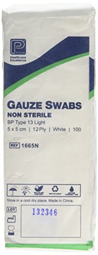 Image of Premier 1665 Cotton Gauze Swabs 12 Ply 5 cm x 5 cm White Paperpacks (Pack of 100)