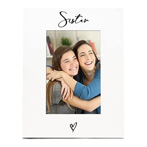 Image of White 6x4 Portrait Picture Photo Frame Sister Heart