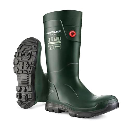 Image of DUNLOP Purofort TerraPRO - Unisex Full Safety Sneaker Fit Waterproof Work Boots, Green, Thermal Insulated and Slip-Resistant Wellies with Steel Toecap for Outdoor and Industrial Use - EU44, UK10