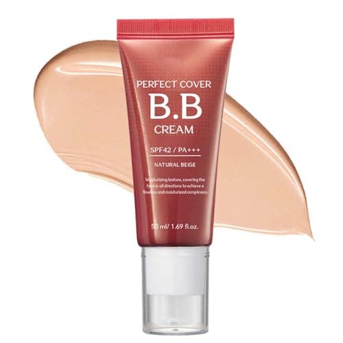 Image of Cover B.B Cream SPF42 PA+++ in Natural Beige 50ml - Hydrating Tinted Moisturiser For Lightweight Foundation Makeup, Natural Glowy Finish & Daily Use With Pump Dispenser, Complexion