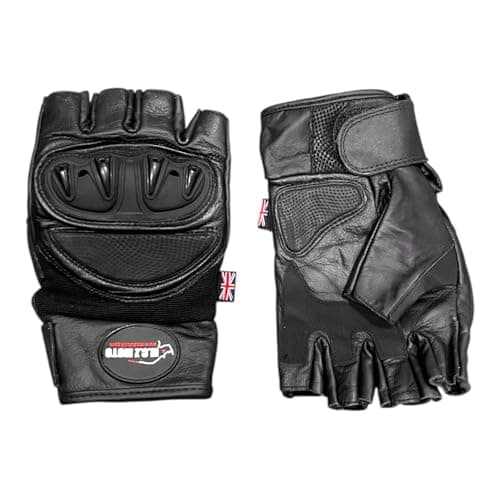 Image of MCZMOTO Fingerless Gloves Black Leather Half-Finger Design for Motorcycle Riding Cycling (3XL)