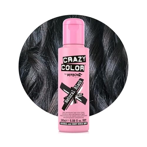 Image of Crazy Color Natural Black Semi-Permanent Hair Dye. Highly Pigmented Brown Black Conditioning & Oil Nourishing Vegan Formula | No Bleach or Ammonia | 100ml