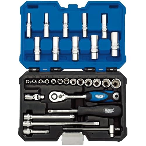 Image of Draper 16444 1/4-Inch Square Drive Metric Socket 30 Piece Set , Blue
