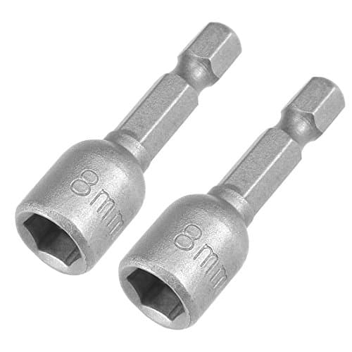 Image of Sourcingmap 2 Pcs 1/4" Quick-Change Hex Shank 8mm Magnetic Nut Setter Driver Drill Bit, 42mm Length, Metric, Sandblasting