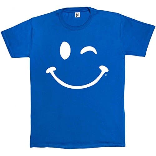 Image of Fancy A Snuggle Retro Happy Funny Winking Emoticon Face Mens T-Shirt Medium Royal Blue