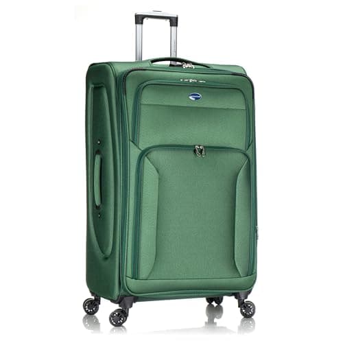 Image of Aerostar Extra Large 32” Lightweight Softshell Expandable Suitcase, Integrated Combination Lock, 4 Wheels Check in Luggage for 30kg (Bottle Green, 162 litres)