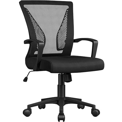 Image of Yaheetech Adjustable Office Swivel Chair Ergonomic Mesh Computer Chair Executive with Arms Height Adjustable Back Support for Home Office Black