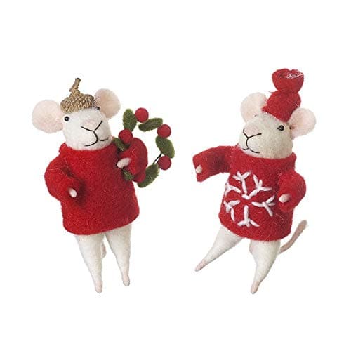 Image of Heaven Sends Duo Of Standing Felt Mice Christmas Home Decorations