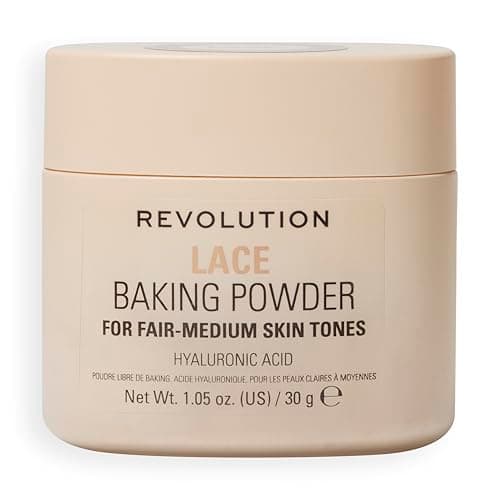 Image of Revolution Loose Baking Powder, Makeup Setting Powder for a Luminous Finish, Absorbs Shine & Excess Oils, Vegan & Cruelty-Free, 30g, Lace