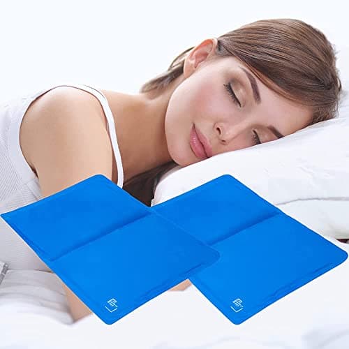 Image of Supply Cube 2 Pack Gel Cooling Mat | Cooling Gel Pillow for Absorbs and Dissipates Heat | Cooling Pillow Cushion Pads for Night Sweats & Cooling Pillow Increase Sleep Quality Blue