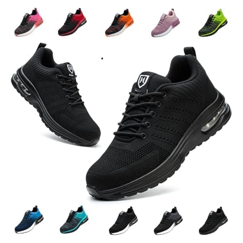 Image of Bawalon Safety Shoes Trainers Men Womens Steel Toe Trainers, Lightweight Safety Shoes Breathable Work Trainers Black UK 11.5 (Lable Size 46)