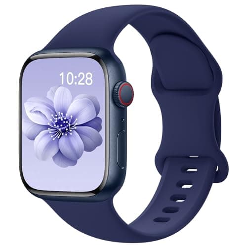 Image of Yoohoo Soft Silicone Strap Compatible with Apple Watch Straps 38mm 40mm 41mm 42mm 44mm 45mm 46mm 49mm Women Men,Sport Replacement Bands for iWatch Series 11 10 9 8 7 6 5 4 3 2 1 SE Ultra,Navy Blue