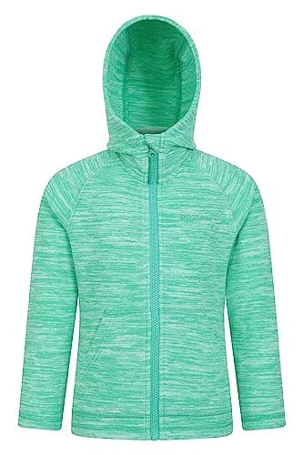 Image of Mountain Warehouse Snowdonia II Kids Hoodie - Full-zip Microfleece Top with Front Pockets for Boys & Girls - Best for Spring Summer, Camping, Outdoors & Hiking Green Kids Size 7-8 Years