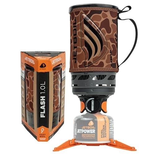 Image of Jetboil Flash 1.0L Portable Quick Release for Camping and Backpacking Automatic Clutch Propane/Isobutane Burner, Duck Camouflage