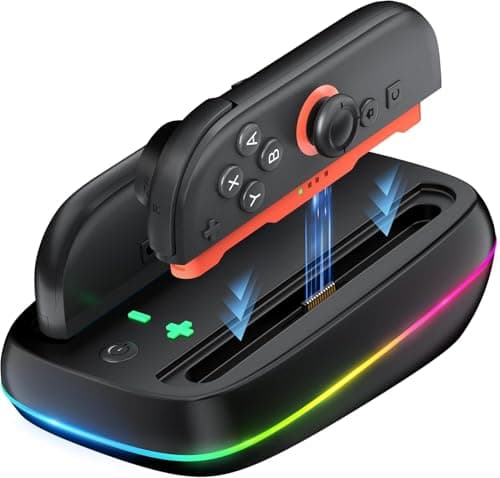 Image of LVFAN Charging Dock for Nintendo Switch 2 Joy Con, Charger Station with 9 RGB Light Mode & LED Indicator, Fast Charging Stand for Switch 2 JoyCon Controller