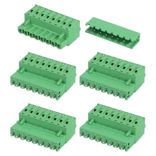 Image of sourcing map 5 Set 8-Pin 5.08mm/0.2" Pitch PCB Mount Screw Terminal Block Connectors Straight No Soldering 2EDGKD Male & Female Connectors Plug for 28-10AWG