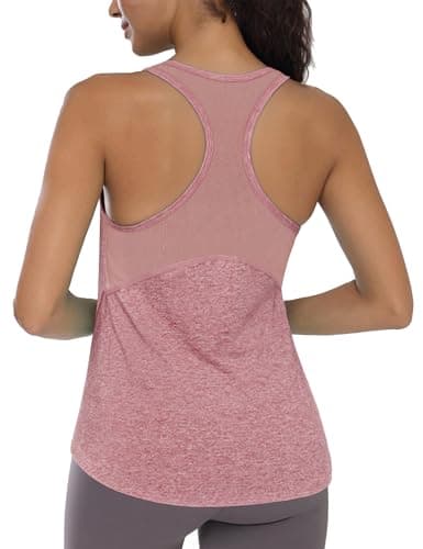 Image of Wayleb Womens Sports Vest Round Neck Breathable Training Shirts with Mesh Back Detail for Gym Workout Fitness and Everyday Activewear Pink S-XXL