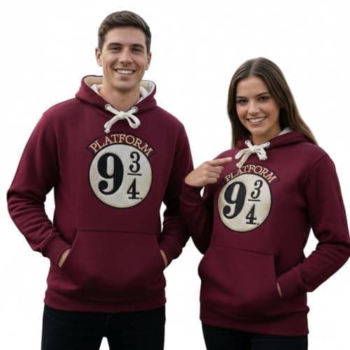 Image of Licensed Unisex Harry Potter Platform 9 3/4 Applique Embroidery with sleeve print Hoodie Hooded Sweatshirt (L) Maroon