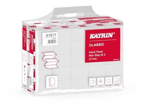Image of Katrin Classic Non-Stop M2 Folding Hand Towel 2-Ply 20.3 x 24 cm Interfold 25 x 160 = 4000 Towels in Mobile Phone Pack #61617, White