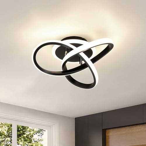 Image of MELAYR Ceiling Light LED 21W, Bedroom Light Ceiling 3000K/4500K/6500K with Memory, 2100LM Modern Ceiling Lighting for Living Room Kitchen Hallway Office, 25cm, Black
